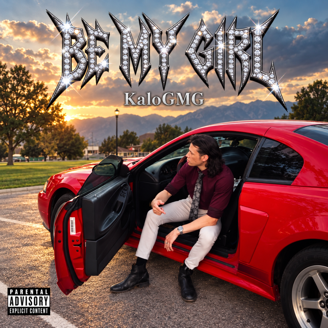 Be My Girl artwork with KaloGMG beside the red Mustang
